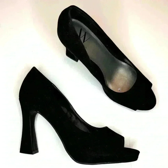 Worthington Womens Lula Peep Toe Flared Heel Pumps Size 7.5 Black - Picture 7 of 8